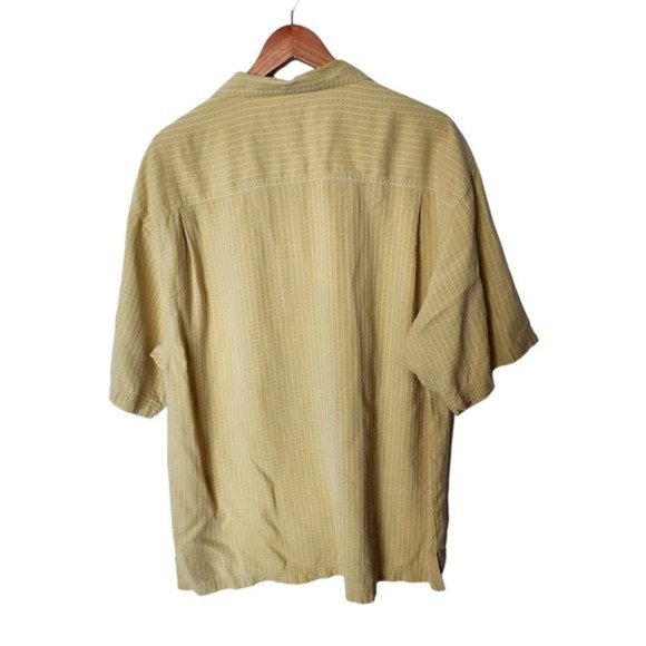 Tommy Bahama Men's Shirt XL Button Front Yellow Stripe 100% Silk Hawaiian - Picture 9 of 12